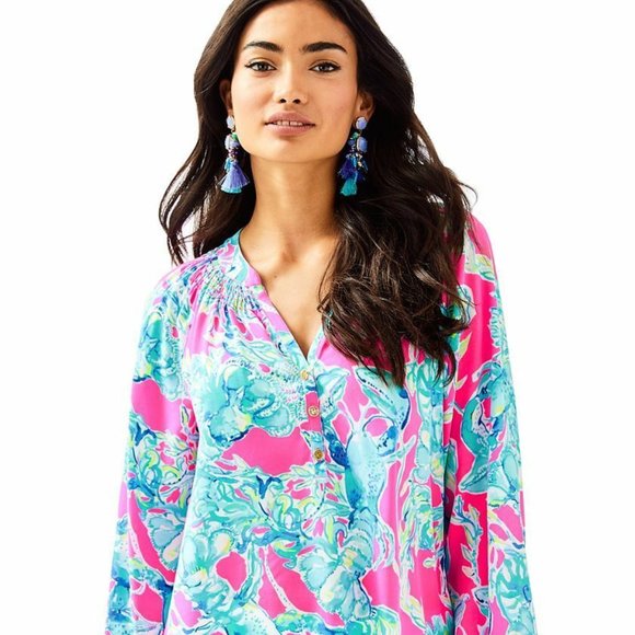 New with minor defect. Lilly Pulitzer Elsa Top, Lobster In Love, Size S - Picture 6 of 6
